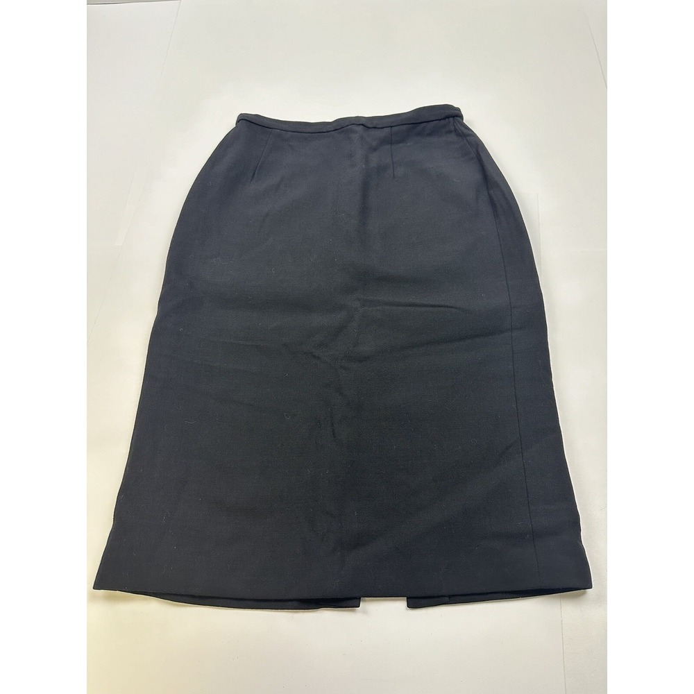 Charles Chang-Lima Women's 100% Wool Pencil Knee Length Skirt Black Size 8